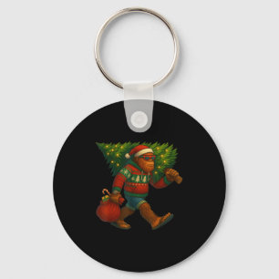 Bigfoot Christmas Tree Lights Xmas Sasquatch Boys Keychain