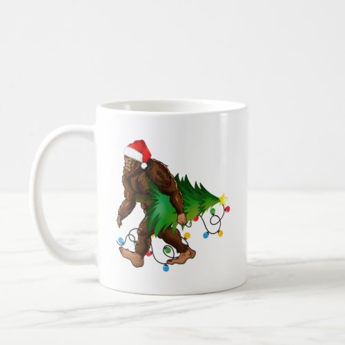 Bigfoot Christmas Tree Lights Xmas Sasquatch Lover Coffee Mug