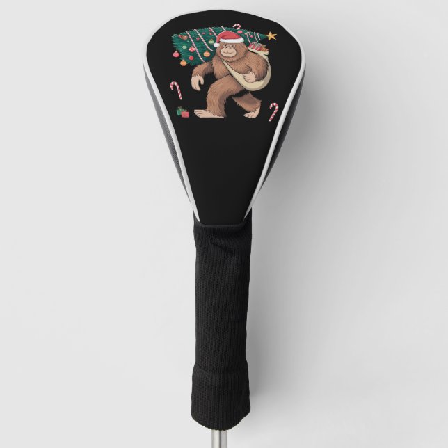 Bigfoot Christmas Tree Lights Xmas Sasquatch Lover Golf Head Cover (Front)