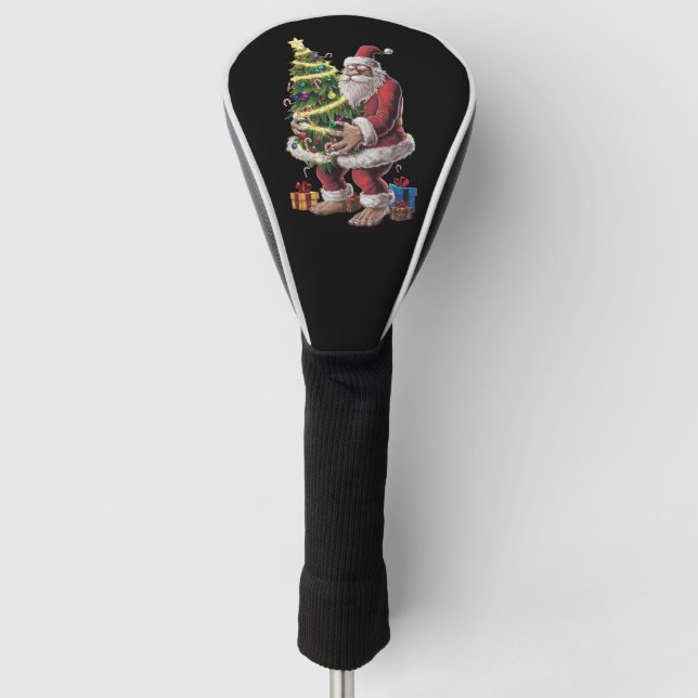 Bigfoot Christmas Tree Lights Xmas Sasquatch Lover Golf Head Cover (Front)