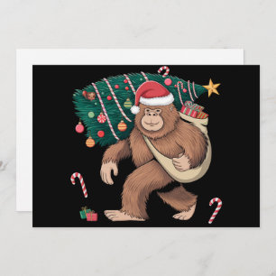 Bigfoot Christmas Tree Lights Xmas Sasquatch Lover Holiday Card