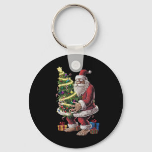 Bigfoot Christmas Tree Lights Xmas Sasquatch Lover Keychain