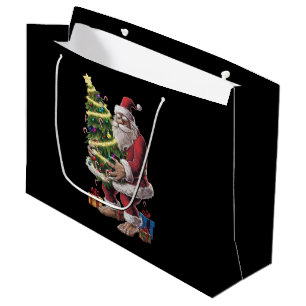 Bigfoot Christmas Tree Lights Xmas Sasquatch Lover Large Gift Bag