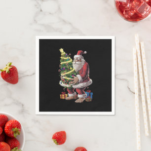 Bigfoot Christmas Tree Lights Xmas Sasquatch Lover Napkins