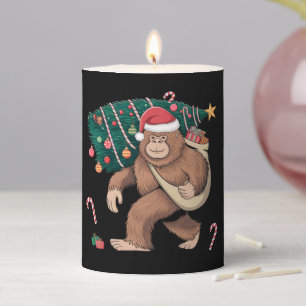 Bigfoot Christmas Tree Lights Xmas Sasquatch Lover Pillar Candle
