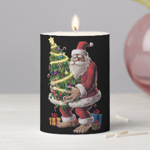 Bigfoot Christmas Tree Lights Xmas Sasquatch Lover Pillar Candle