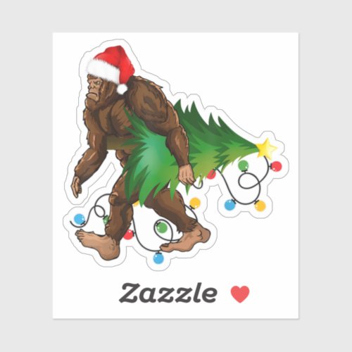 Bigfoot Christmas Tree Lights Xmas Sasquatch Lover Sticker