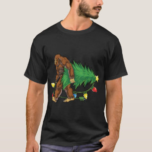 Bigfoot Christmas Tree Lights Xmas Sasquatch Lover T-Shirt