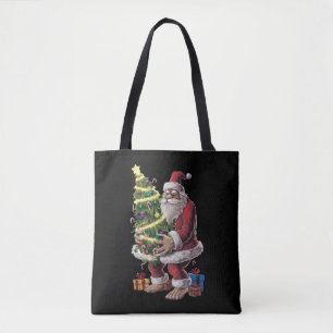 Bigfoot Christmas Tree Lights Xmas Sasquatch Lover Tote Bag