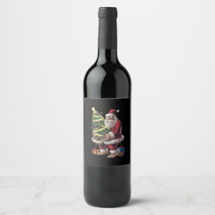 Bigfoot Christmas Tree Lights Xmas Sasquatch Lover Wine Label