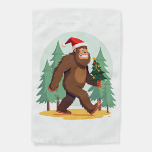 Bigfoot Christmas Tree Santa Hat (1) Garden Flag