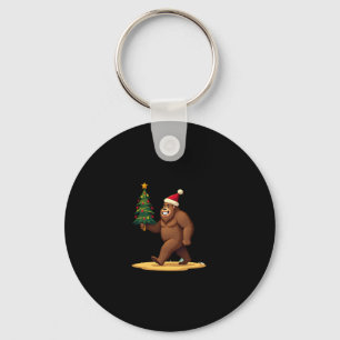 Bigfoot Christmas Tree Santa Hat (1) Keychain