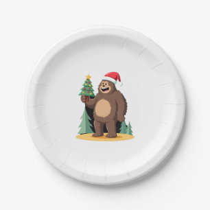 Bigfoot Christmas Tree Santa Hat (1) Paper Plates