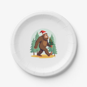 Bigfoot Christmas Tree Santa Hat (1) Paper Plates