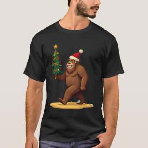 Bigfoot Christmas Tree Santa Hat (1) T-Shirt