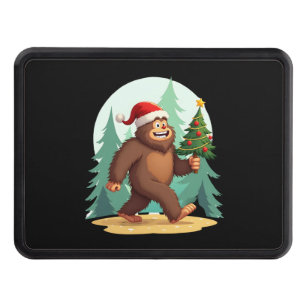 Bigfoot Christmas Tree Santa Hat (2) Hitch Cover