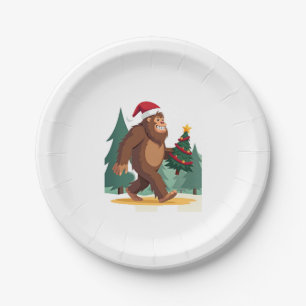 Bigfoot Christmas Tree Santa Hat (2) Paper Plates