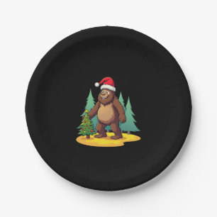 Bigfoot Christmas Tree Santa Hat (2) Paper Plates
