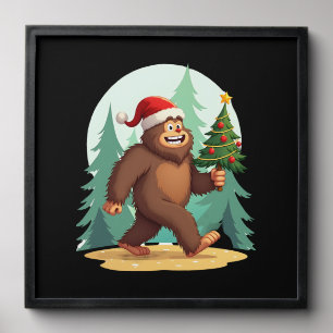 Bigfoot Christmas Tree Santa Hat (2) Peel And Stick Photo Tile