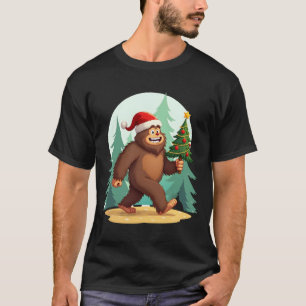 Bigfoot Christmas Tree Santa Hat (2) T-Shirt