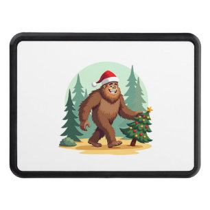 Bigfoot Christmas Tree Santa Hat (3) Hitch Cover