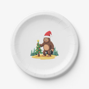 Bigfoot Christmas Tree Santa Hat (3) Paper Plates