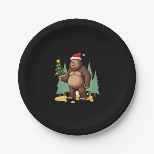 Bigfoot Christmas Tree Santa Hat (3) Paper Plates