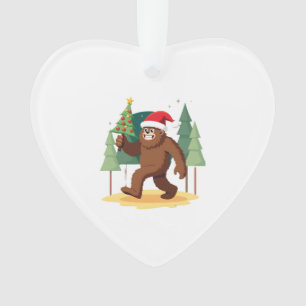 Bigfoot Christmas Tree Santa Hat (4) Ornament
