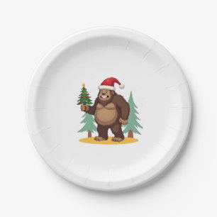 Bigfoot Christmas Tree Santa Hat (4) Paper Plates