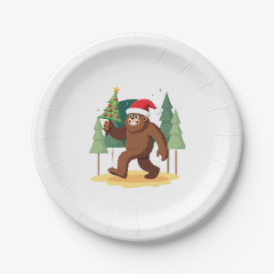 Bigfoot Christmas Tree Santa Hat (4) Paper Plates