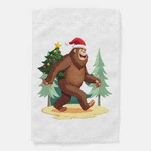 Bigfoot Christmas Tree Santa Hat (5) Garden Flag