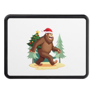Bigfoot Christmas Tree Santa Hat (5) Hitch Cover