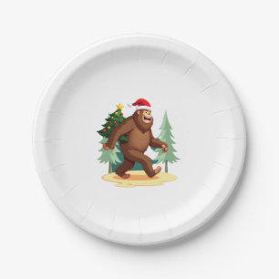 Bigfoot Christmas Tree Santa Hat (5) Paper Plates