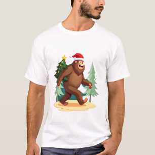 Bigfoot Christmas Tree Santa Hat (5) T-Shirt