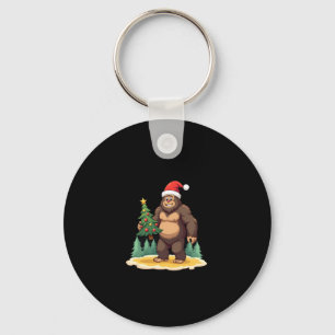 Bigfoot Christmas Tree Santa Hat Keychain