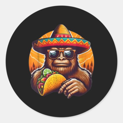 Bigfoot Cinco De Mayo Fiesta Design Sasquatch Taco Classic Round Sticker