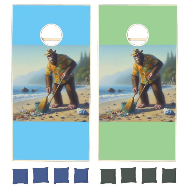 Bigfoot Cleaning Beach Cornhole Set (Set)