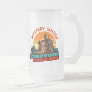 Bigfoot Coffee Mystery Solved Humor Frosted Glass Beer Mug