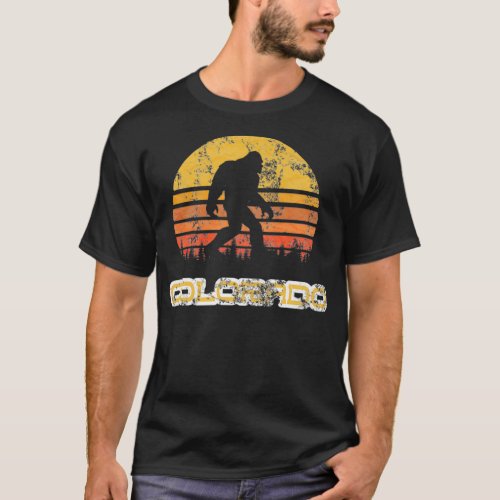Bigfoot Colorado State Distressed Sasquatch Yeti T_Shirt