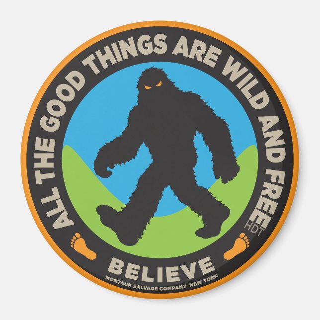 Bigfoot Colored Button Magnet (Front)