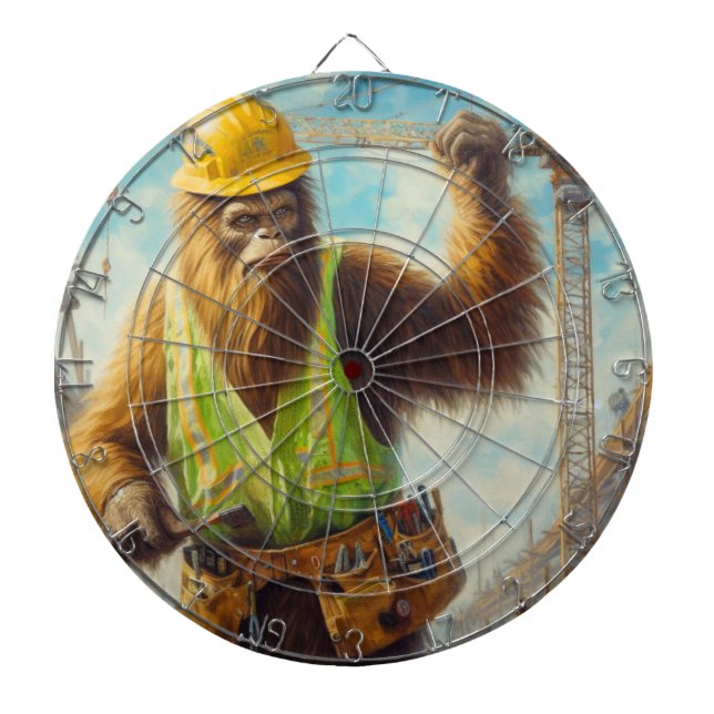 Bigfoot Construction Worker Dart Board (Front)