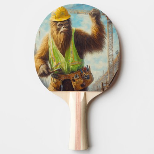 Bigfoot Construction Worker Ping Pong Paddle