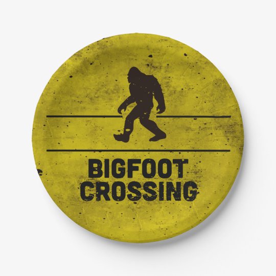 Bigfoot crossing paper plate