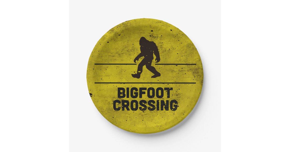Bigfoot crossing paper plates Zazzle