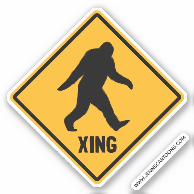 Bigfoot Crossing Sasquach Road Xing Silhouette Sticker (Front)