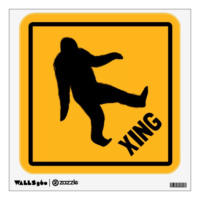 Bigfoot Crossing Traffic Sign Wall Sticker (Front)
