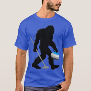 Bigfoot Curling Cryptid Sweeper Sasquatch Curler T-Shirt