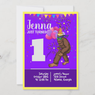 Bigfoot cute kids birthday card personalize age
