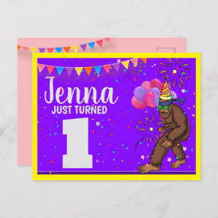 Bigfoot Cute Kids Birthday Personalize Age Holiday Postcard