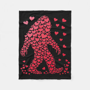 Bigfoot Cute Silhouette Heart Valentine For Men Wo Fleece Blanket